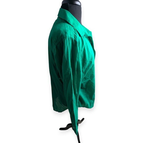 Sigrid Olsen Chic Green Collared Button Front Long Sleeve Shirt Size Medium - Picture 6 of 14